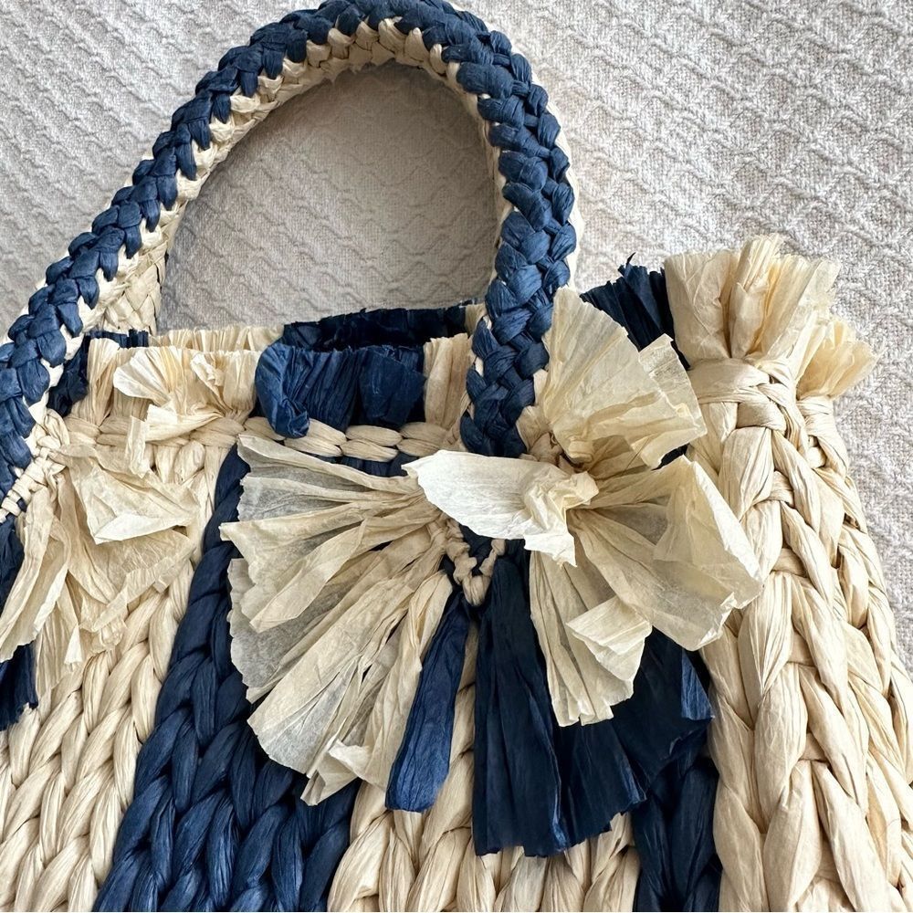 Vince Camuto • Emei Woven Paper Satchel in Charcoal Blue - Picture 2 of 7